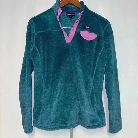 Patagonia Blue Fleece Pullover XXL for Youth / Purple Trim - Picture 5 of 14